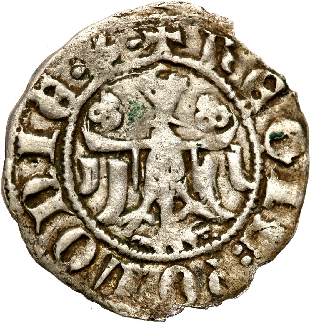 Kazimierz III Wielki (1333-1370). Kwartnik duży (półgrosz), Kraków - RZADKOŚĆ R4